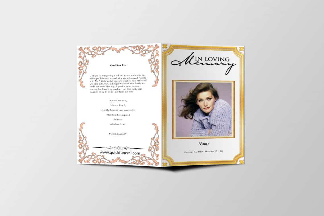 Golden Border Funeral Program Funeral Program Templates