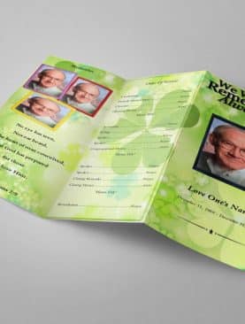 Irish Green Trifold Funeral Program Template