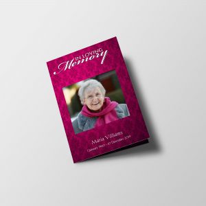 women vintage funeral program template