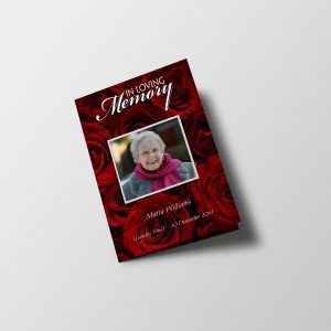 Red Rose Petals Funeral Program Template