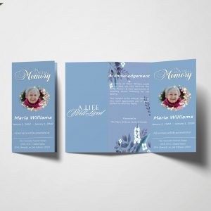 Simply Blue Trifold Funeral Program