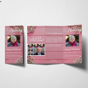 Pink Floral Trifold Funeral Program