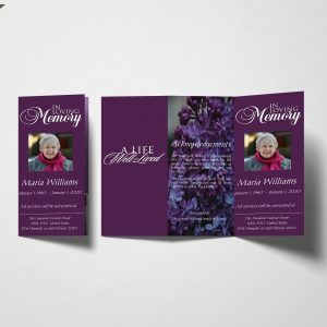 Royal Purple Trifold Funeral Program