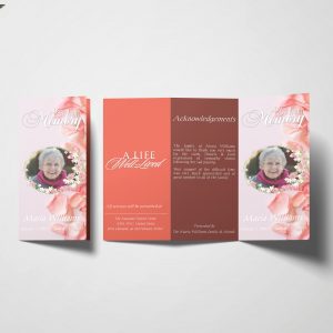 Pink Rose Petals Trifold Funeral Program