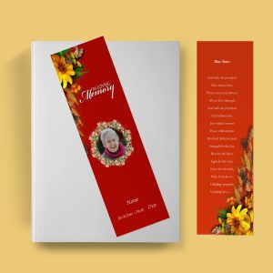 Semi Red Funeral Bookmark Template