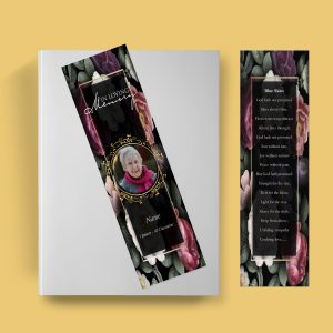 Premium Floral Funeral Bookmark Template