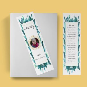 Elegant Leaf Funeral Bookmark Template