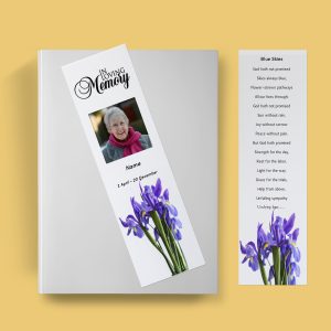 Purple Irises Funeral Bookmark Template