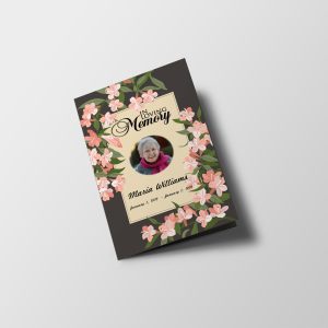 Pink Flora Funeral Program Template