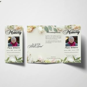 Fresh Flower Pattern Trifold Funeral Program Template