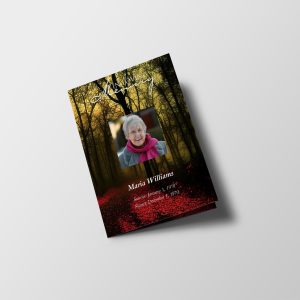 Red Forest Half Page Funeral Program Template