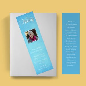 Blue Textured Funeral Bookmark Template