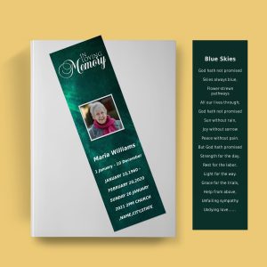 Green Textured Funeral Bookmark Template