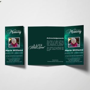 Green Textured Trifold Funeral Program Template