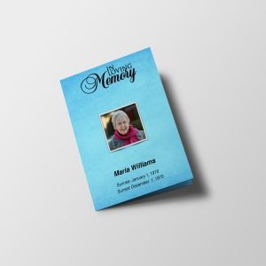 Blue Textured Half Page Funeral Program Template