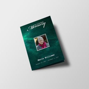 Green Textured Half Page Funeral Program Template