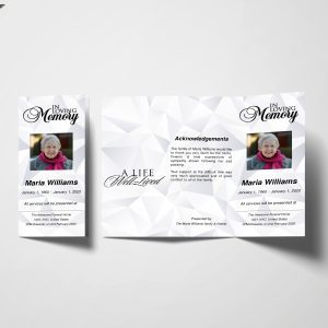 White Diamond Trifold Funeral Program Template