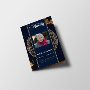 Elegant Silver Blue Funeral Program Template