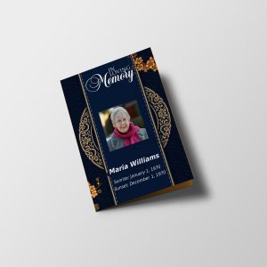 Elegant Silver Blue Half Page Funeral Program Template