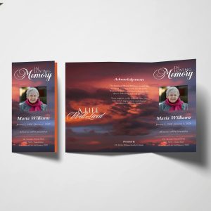 Clouds Trifold Funeral Program Template