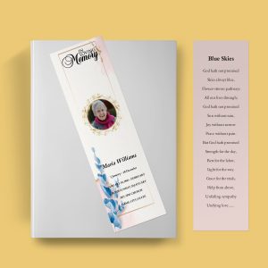 Leafy Golden Funeral Bookmark Template