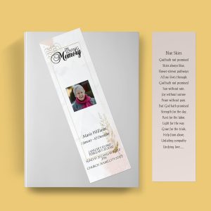 Golden Floral Funeral Bookmark Template