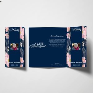 Symmetrical Pink Trifold Funeral Program Template