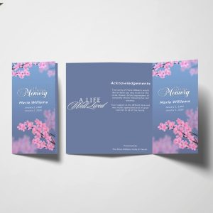 Spring Flower Trifold Funeral Program Template