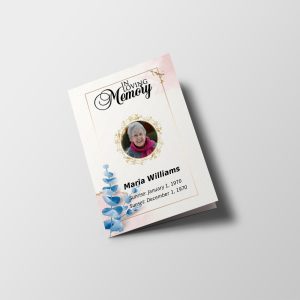 Leafy Golden Half Page Funeral Program Template