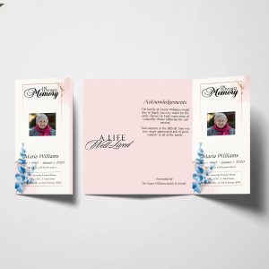 Leafy Golden Trifold Funeral Program Template