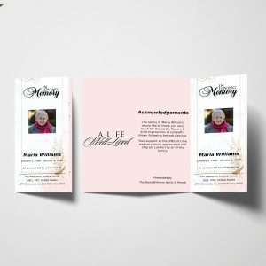 Golden Floral Trifold Funeral Program Template