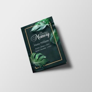 Monstera Leaves Half Page Funeral Program Template