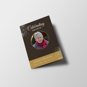 Brown And Yellow Floral Funeral Program Template