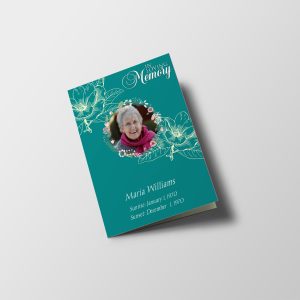 Teal Rose Half Page Funeral Program Template