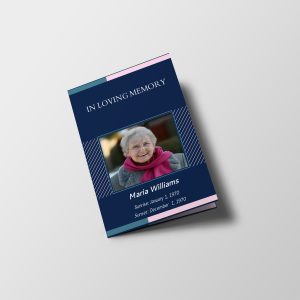 Blue Geometric Half Page Funeral Program Template