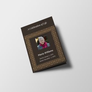 Brown Elegant Half Page Funeral Program Template