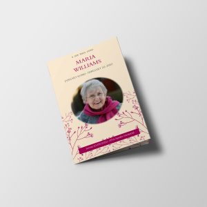 Beige Floral Feminine Funeral Program Template