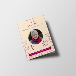 Beige Floral Feminine Half Page Funeral Program Template