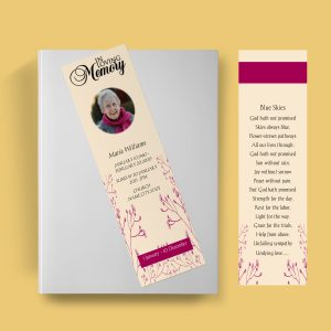 Beige Floral Feminine Funeral Bookmark Template