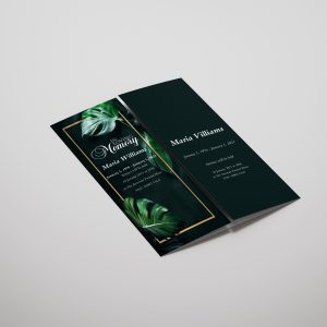 Monstera Leaves Gate Fold Funeral Program Template