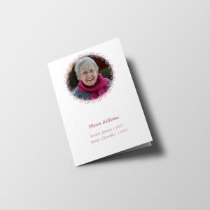 Pink Wreath Obituary Announcement Half Page Funeral Program Template