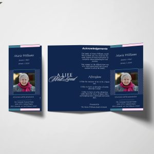 Blue Geometric Trifold Funeral Program Template