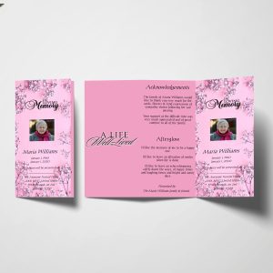 Floral Corner Trifold Funeral Program Template