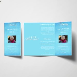 Blue Textured Trifold Funeral Program Template