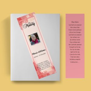 Pink Wind Funeral Bookmark Template