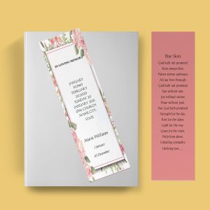 Painted Flowers Funeral Bookmark Template