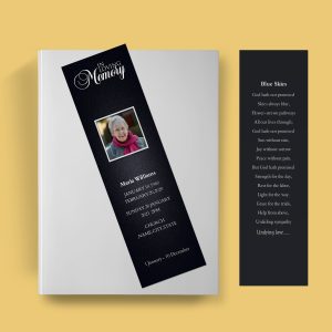 Matte Black Funeral Bookmark Template