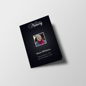 Matte Black Half Page Funeral Program Template