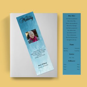 Impression Blue Funeral Bookmark Template