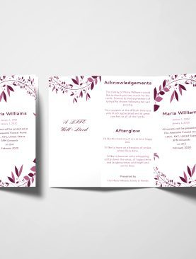 Maroon Wreath Memorial Service Trifold Funeral Program Template